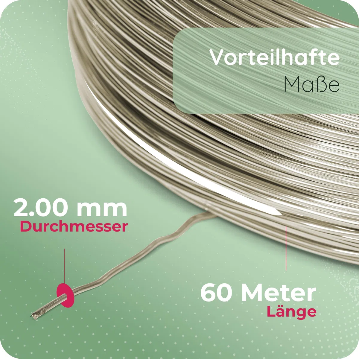 Novaliv 60 Meter Aluminiumdraht 2mm Champagner, Basteldraht ideal als Biegedraht zum basteln, Vielseitig für DIY-Projekte und Dekorationen, 60m Rolle Dekodraht, Blumendraht, kein Schmuckdraht