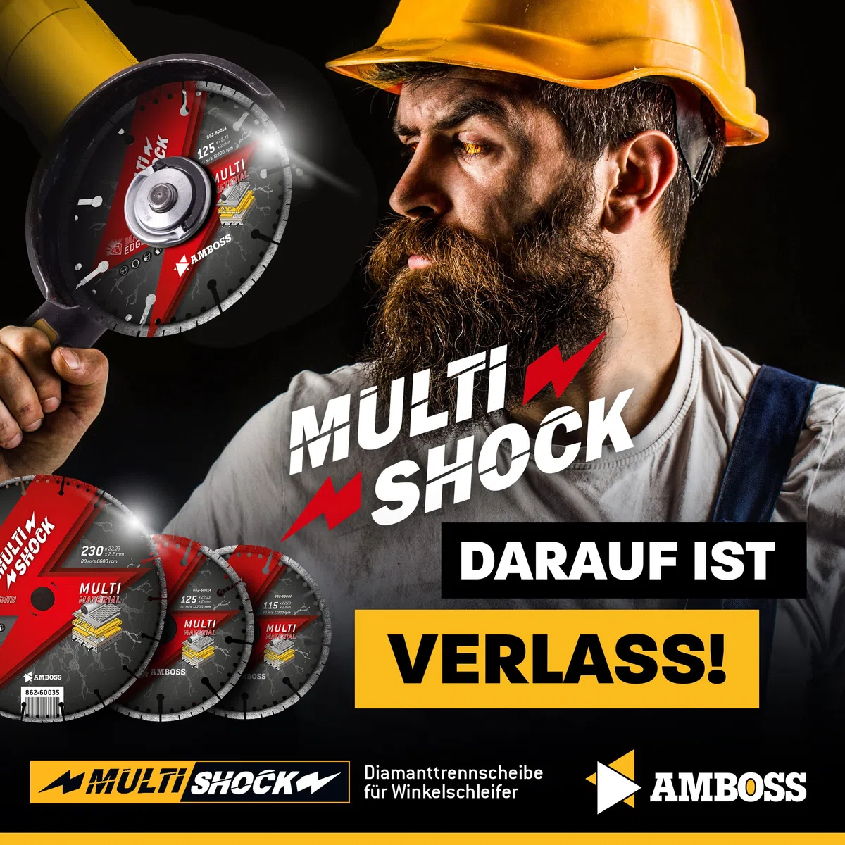 Amboss MultiShock - Diamant-Trennscheibe Ø 115 mm x 22,2 mm - Universal/Allround | Segmenthöhe: 10 mm (galvanisiert)