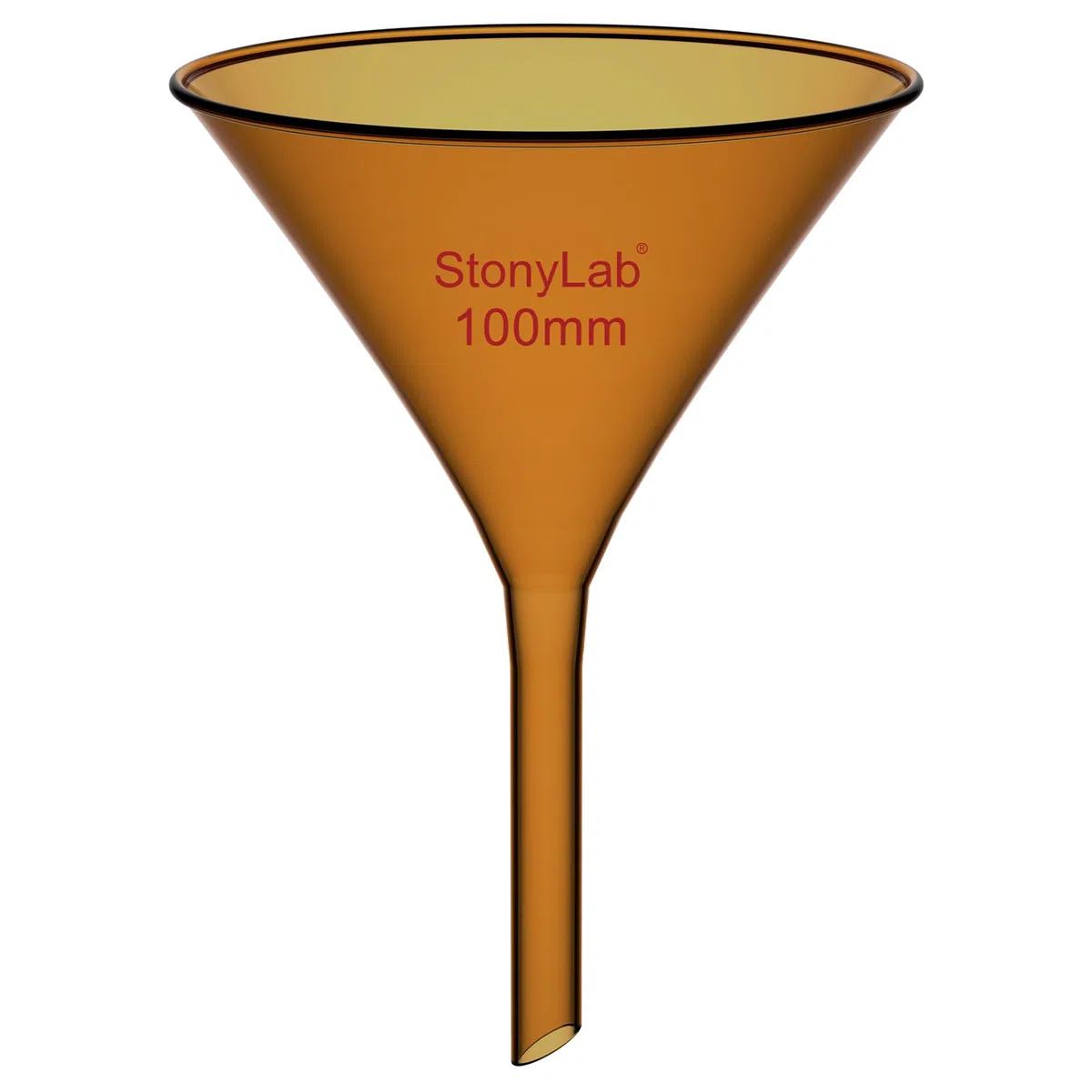stonylab Bernsteinfarbener Borosilikatglas-kurzstieltrichter, 100 mm Außendurchmesser Und 65 mm Stiellänge, Hitzebeständig für Laborfiltration & Flüssigkeitstransfer, 1 Pack