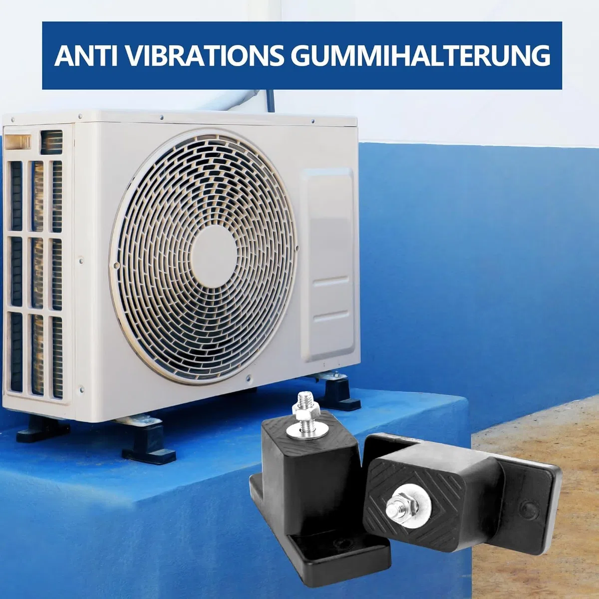 Wostore Klimaanlagen Stoßdämpfer Antivibrationsfüße Wärmepumpe Gummi-Halterung für Klimaanlage 4 Stück Bodenkonsole 200 KG belastbar, Rutschfest