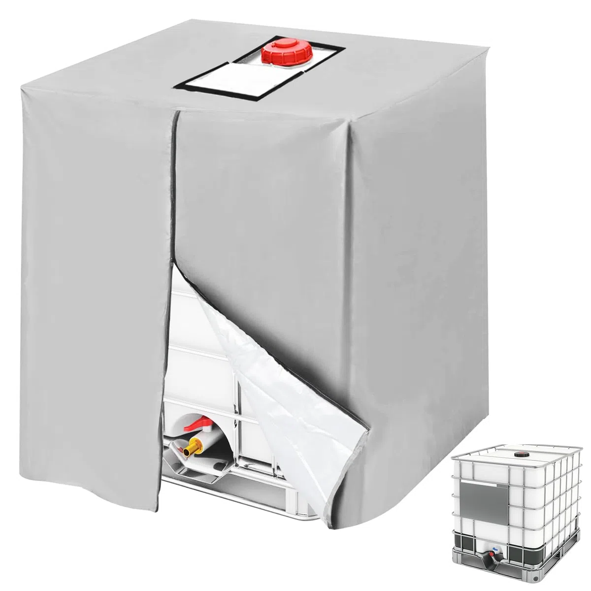 IBC Tank Abdeckung, IBC Container Abdeckung, Abdeckplane für Wassertank 1000L, 420D Container Abdeckplane Wasserdicht Winddicht UV-Beständiges für Tank Behälter Regentonne