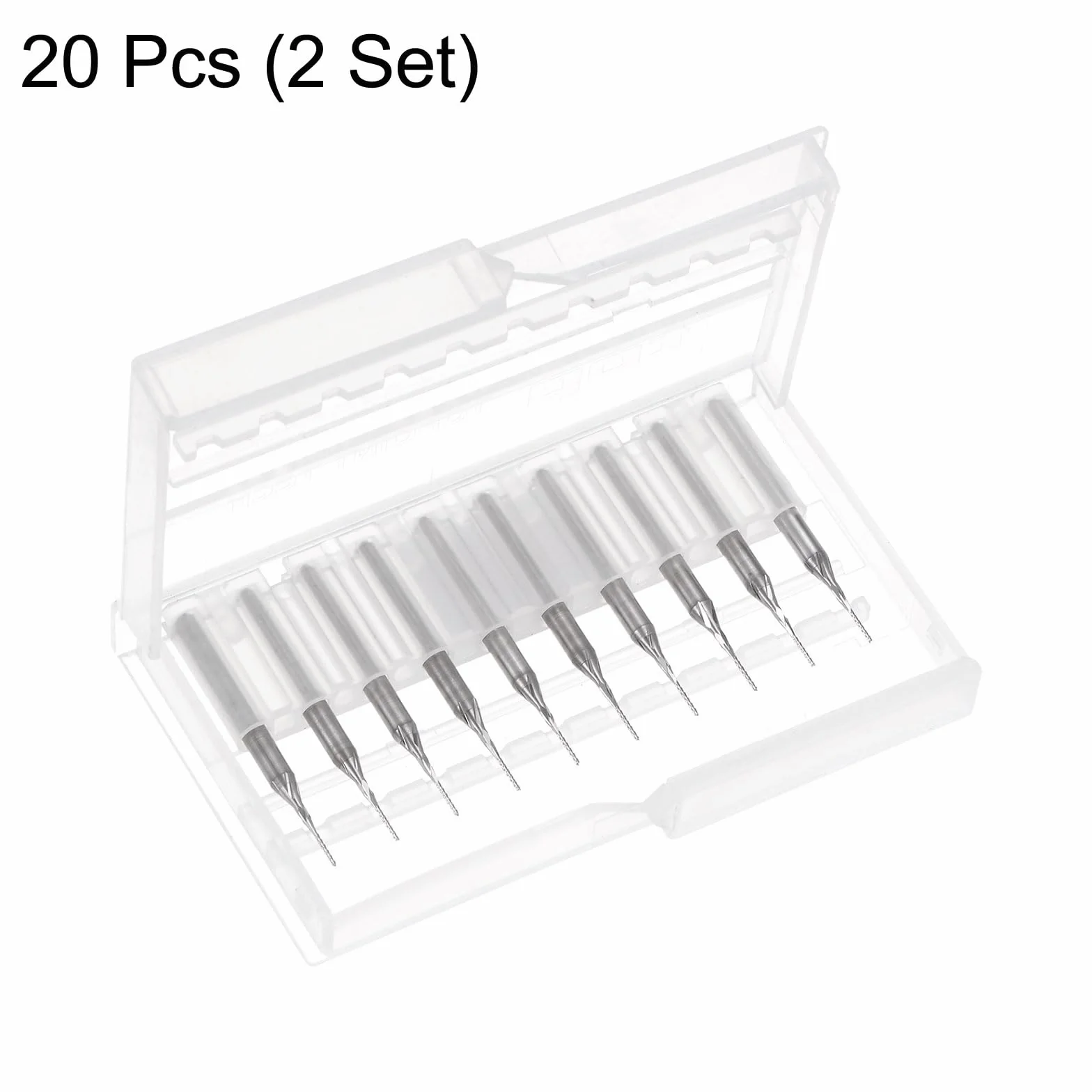 QUARKZMAN 20 Stück Hartmetallfräser 0.6mm Schaft, 6-Flöten CNC Fräser für Edelstahl, Verbundwerkstoffe und Legierungen, Silber