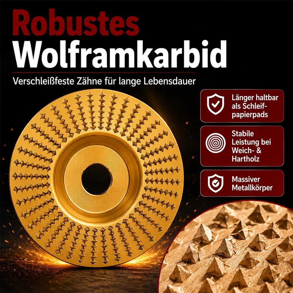 Wolframkarbid-Rad Holz 100 mm, Holzschleifscheibe FüR Winkelschleifer, Holzschnitzscheibe Langlebige für Holzbearbeitungswerkzeuge Professionelle Handwerkskunst (gekrümmter Typ)