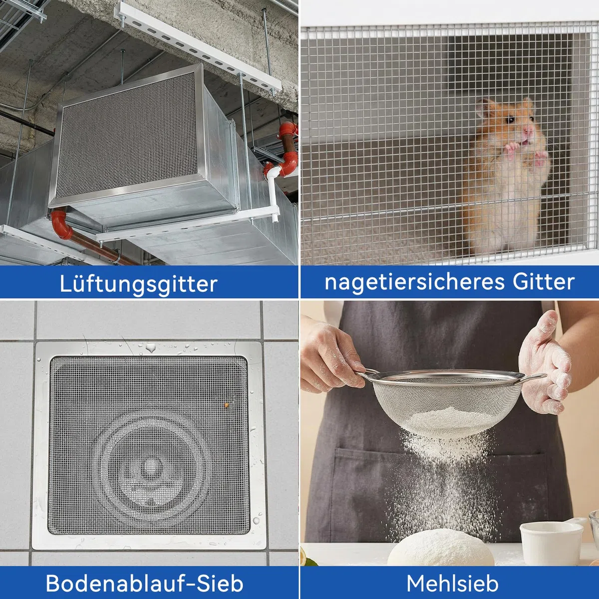 14 Stück Edelstahl Mäusegitter – A4 & A5 Drahtgeflecht, 20 Mesh 304 Edelstahl Insekten- & Nagerschutz Gitter für Lüftungsschlitze, Air Bricks & Fenster