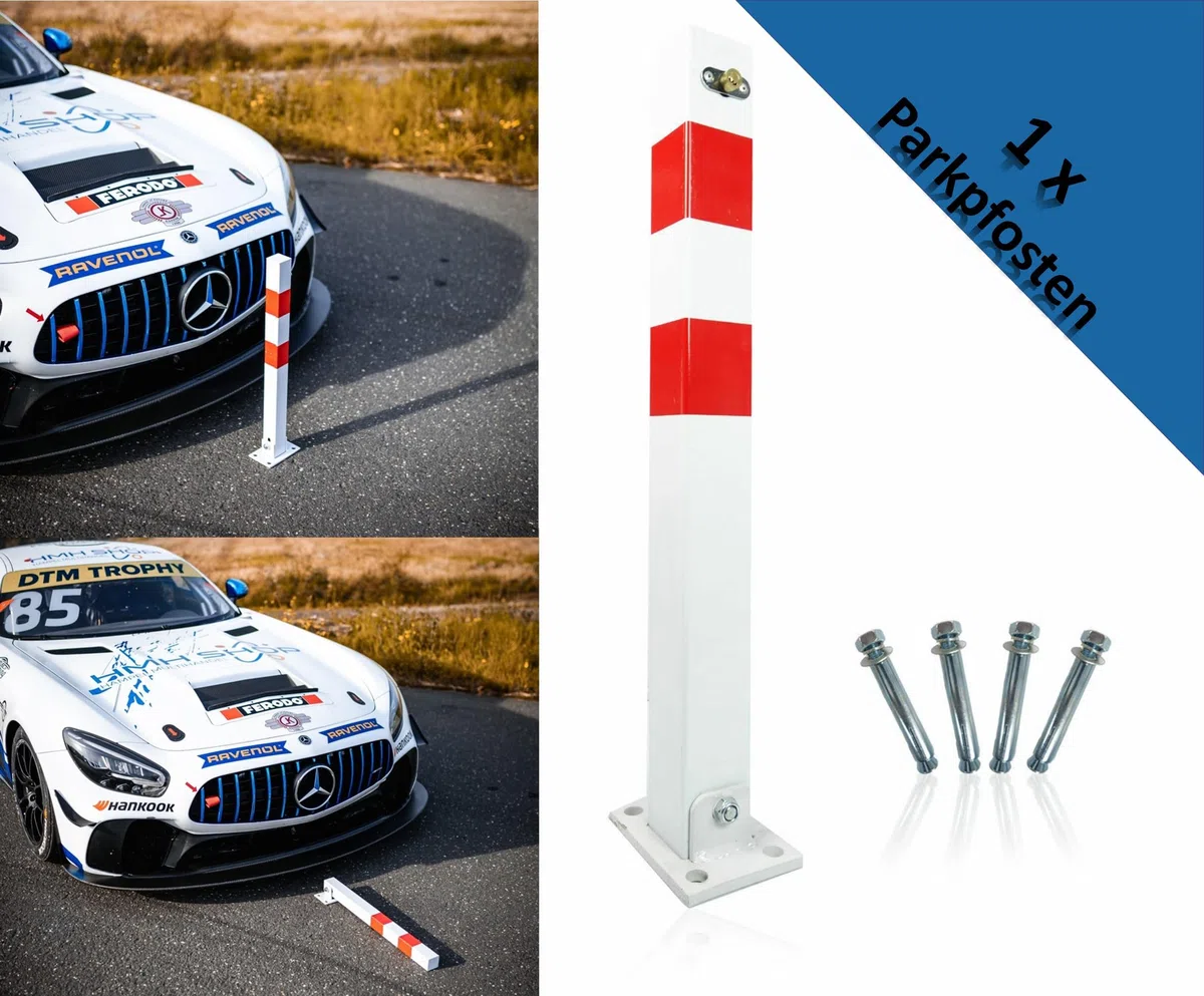 HSM Parkpfosten Absperrpfosten Poller klappbar 65 cm Sperrpfosten Parkplatzsperre Wegsperren Klapppfosten Parkwatch Barrierepfosten