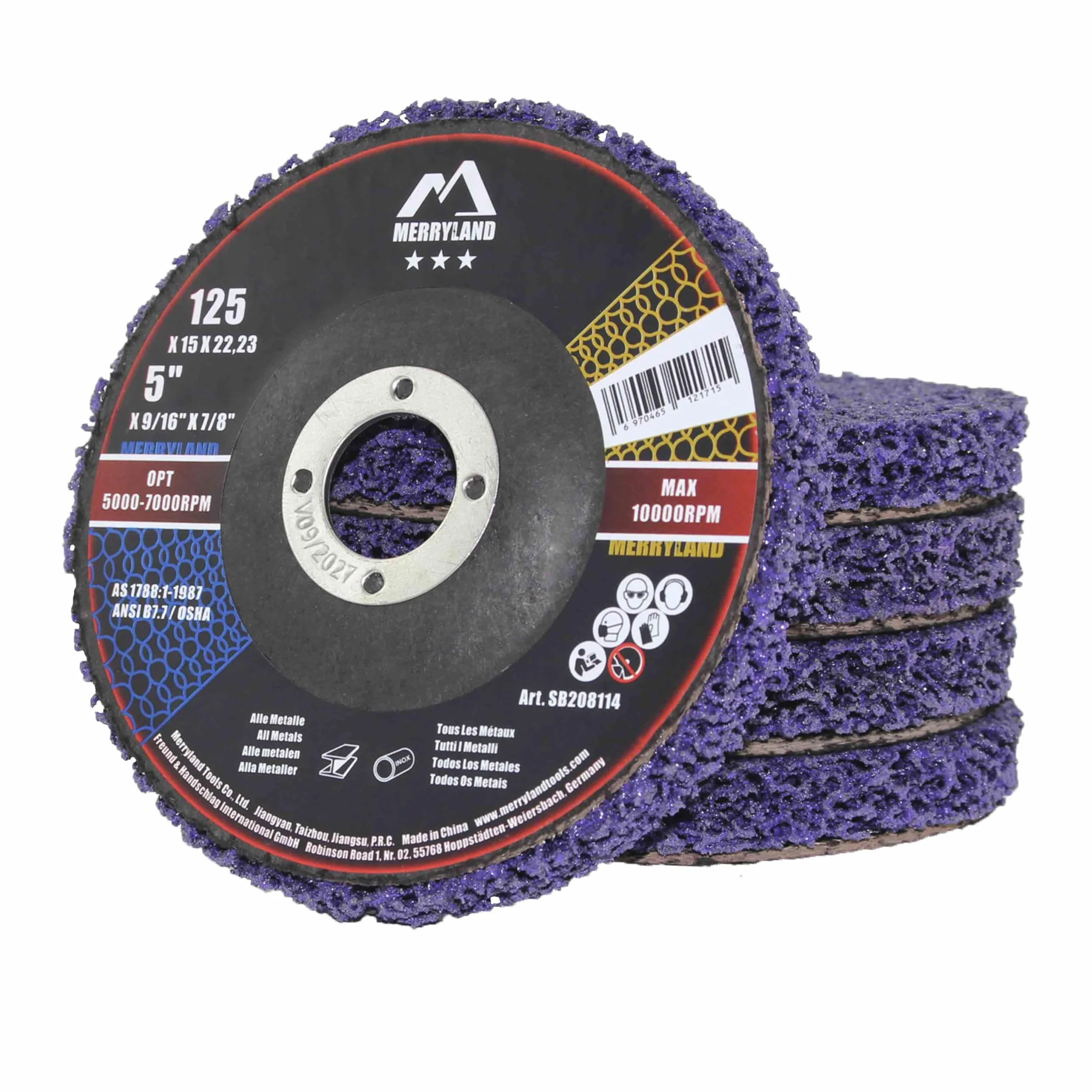 Merryland CSD Scheibe 125 Farbe Rost für Winkelschleifer, 125mm Lila Reinigungsscheibe Entroster Scheibe Metall Edelstahl Stahl Grobreinigungsscheibe Grobschleifscheibe 5 Stück, Bravo-Line SB208114-05