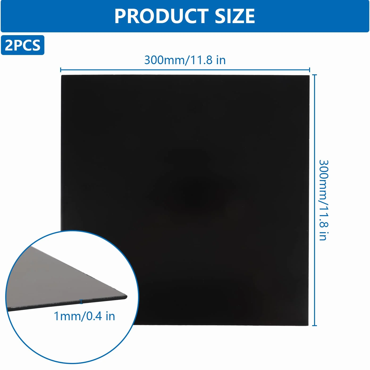 2 Stück Aluminium-Metall Aluminiumplatten schwarz, 300 x 300x 1 mm Alublech Zuschnitt Aluminiumblech Alublech 1mm aus 5052-Aluminium, Aluverbundplatte Schwarz for die industrielle Heimwerker