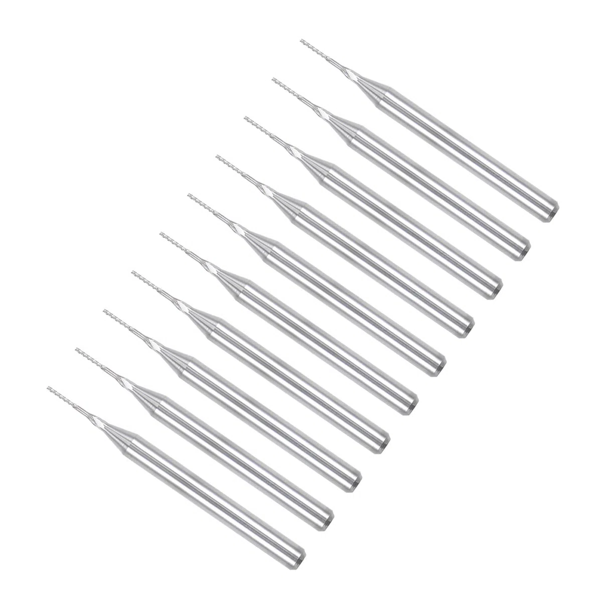 QUARKZMAN 0,5mm Schaftfräser x 10Stk. Hartmetall CNC Fräser Bohrer für Leiterplattenbearbeitung und Holzschnitzerei, [1/8 Zoll Schaft]