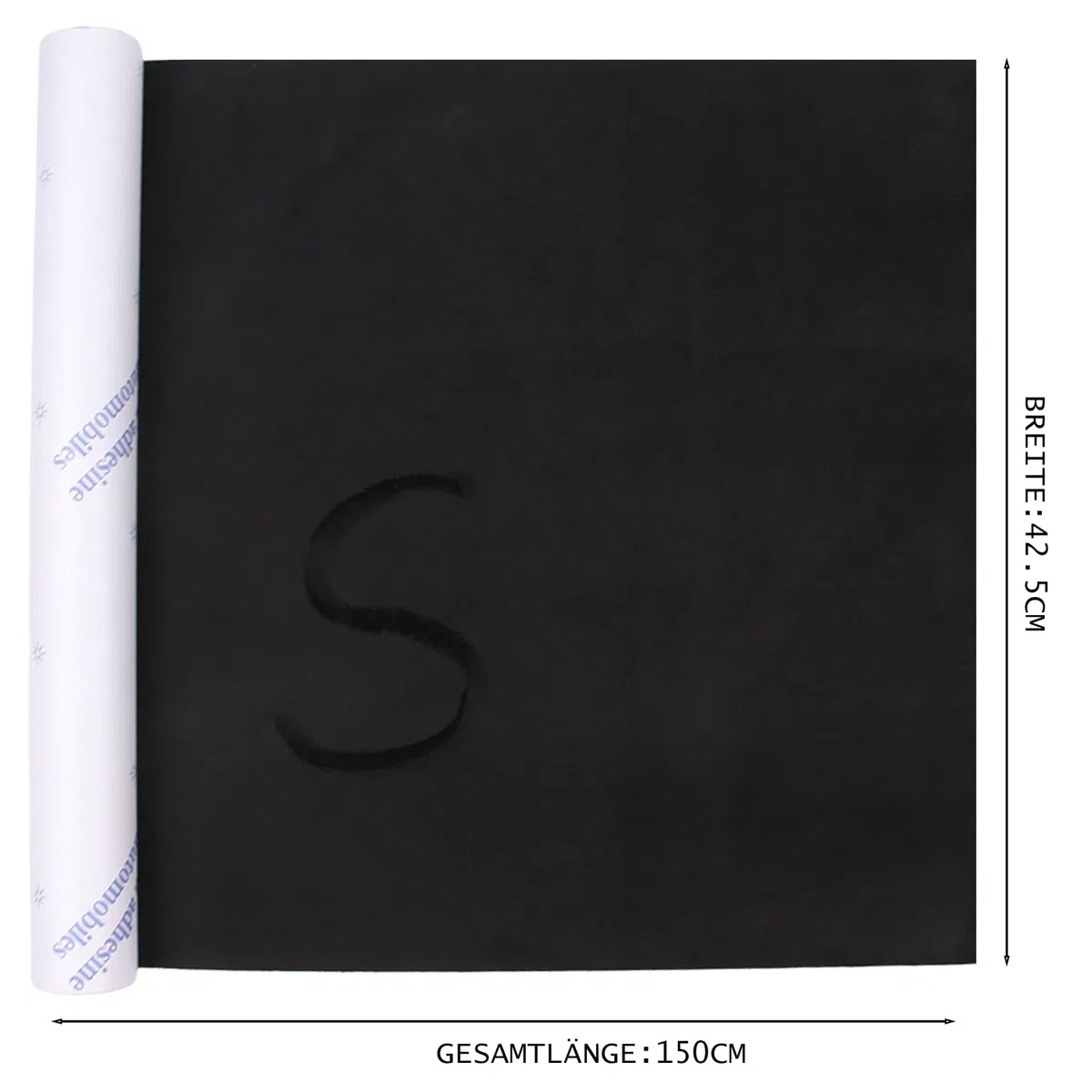 HKC Mikrofaserstoff selbstklebend Schwarz, 42 * 150 cm Wildlederimitat Selbstklebend, Kunstleder Wildleder Optik Stretch Dehnbar Stoff Velours für Cockpit, Polsterungen, Schmuck Schublade
