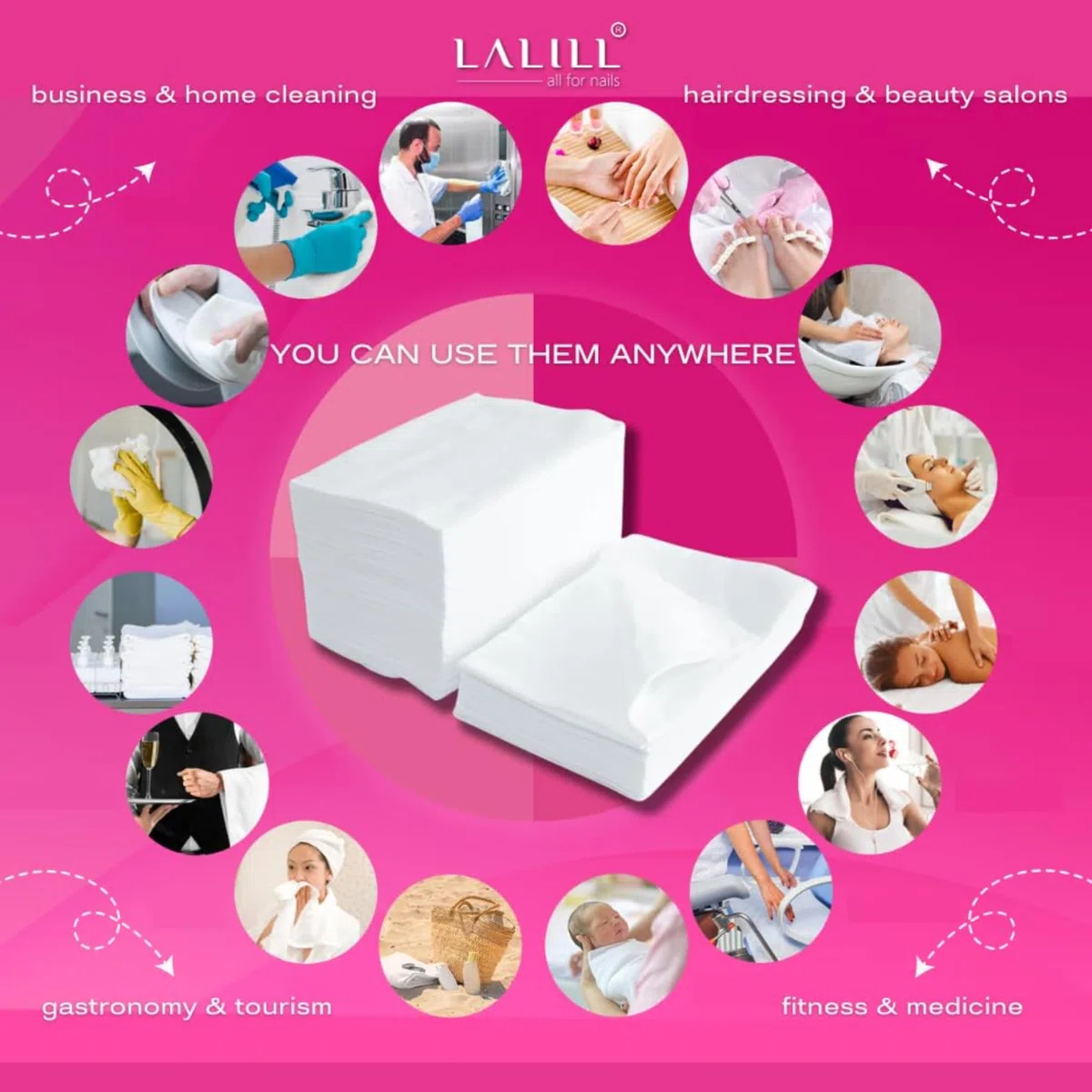 LALILL Einweghandtücher für Pediküre 100 Stück - Handtücher Set Weiß aus Zellulose für Pediküre-Behandlungen 50 x 40 cm