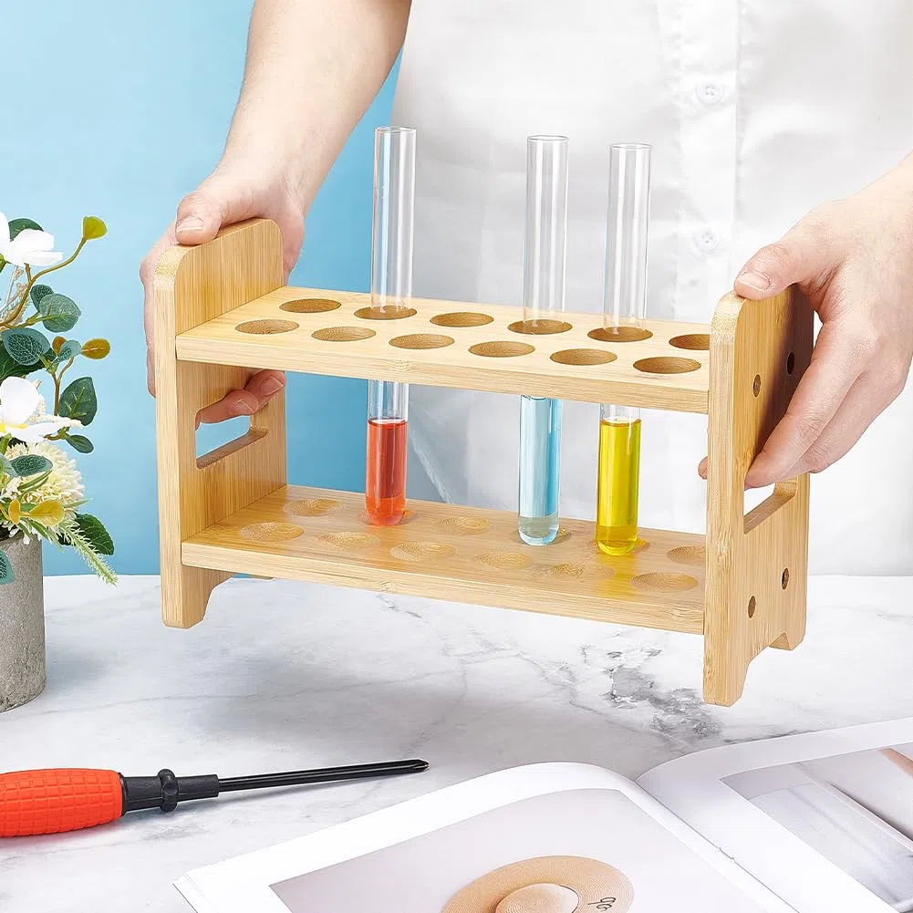 peacoblue Holz Reagenzglasständer Multifunktions Holz-Reagenzglas & Shotglas-halter für Zuhause, 12-Röhrchen-Kapazität, nur Gestell, keine Gläser enthalten für Zuhause Basteln Topfpflanzen