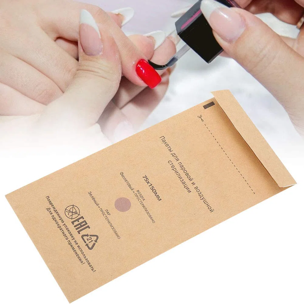 Sterilisationsbeutel 100 Stück Einweg Gel-Nagelbeutel Manikürebeutel Nagelkunstwerkzeug Reinigungstasche Aufbewahrungstasche Ausrüstung Sterilisator 75 x 150 mm