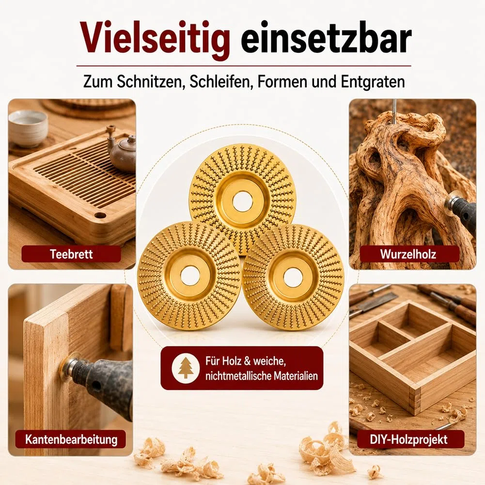 Wolframkarbid-Rad Holz 100 mm, Holzschleifscheibe FüR Winkelschleifer, Holzschnitzscheibe Langlebige für Holzbearbeitungswerkzeuge Professionelle Handwerkskunst (gekrümmter Typ)