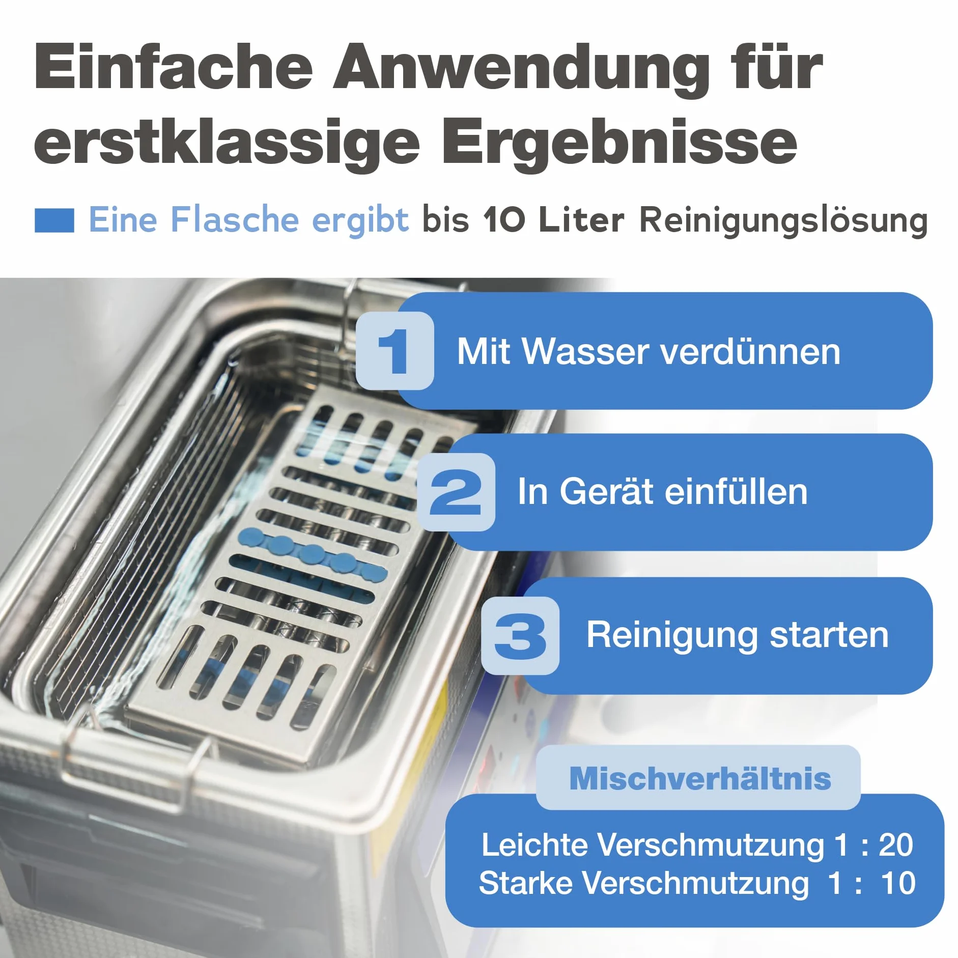 bio-chem Ultraschallreiniger Werkstatt Konzentrat 1L | Für Ultraschallbäder | geeignet für Vergaser, Metall & Aluminium bei Öl, Fett, Ruß & Abrieb