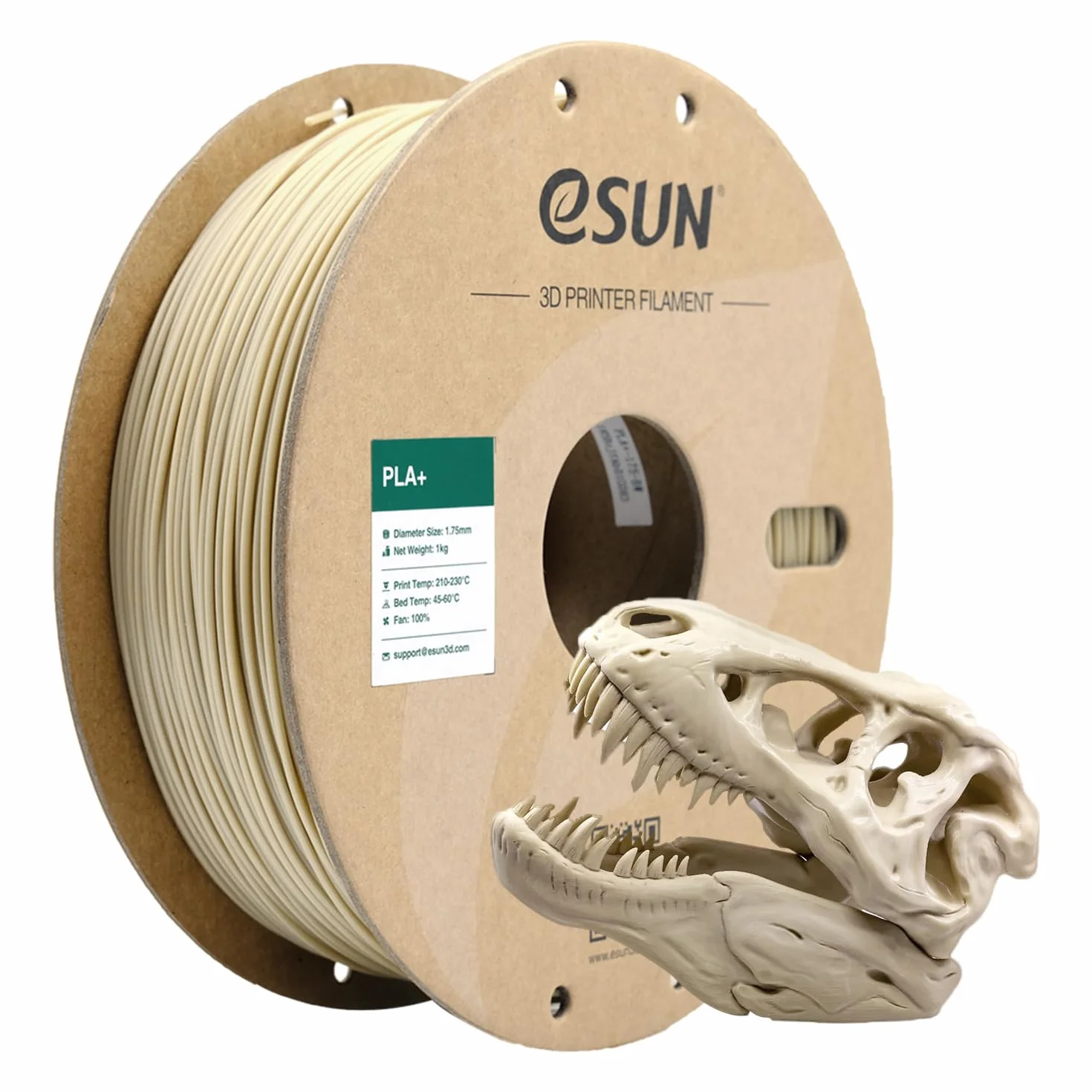 eSUN PLA+ Filament 1.75mm, 3D Drucker Filament PLA Plus, Maßgenauigkeit +/- 0.03mm, 1kg Spule (2.2 LBS) 3D Druck Filament für 3D Drucker, Knochen Weiß