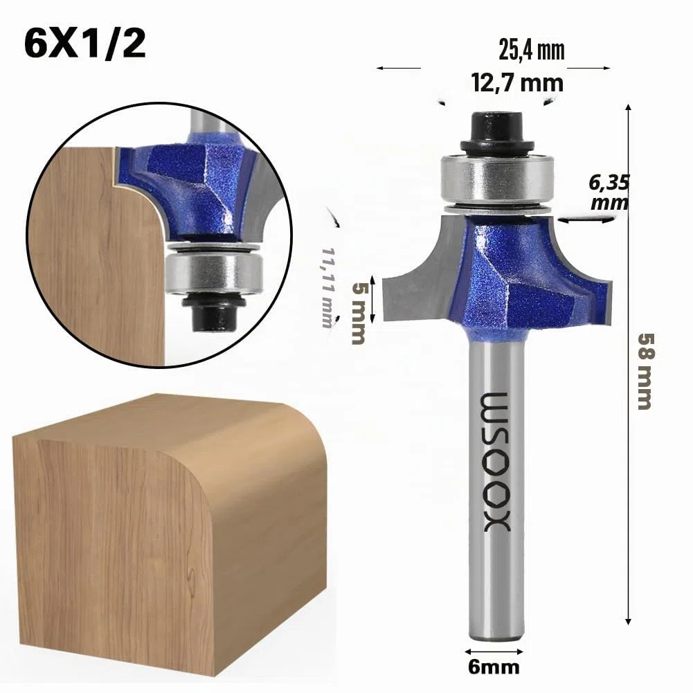4 Stück Abrundfräser Standard Fräser Set für Holz mit 6mm Schaft, Fräser für Oberfräse Set