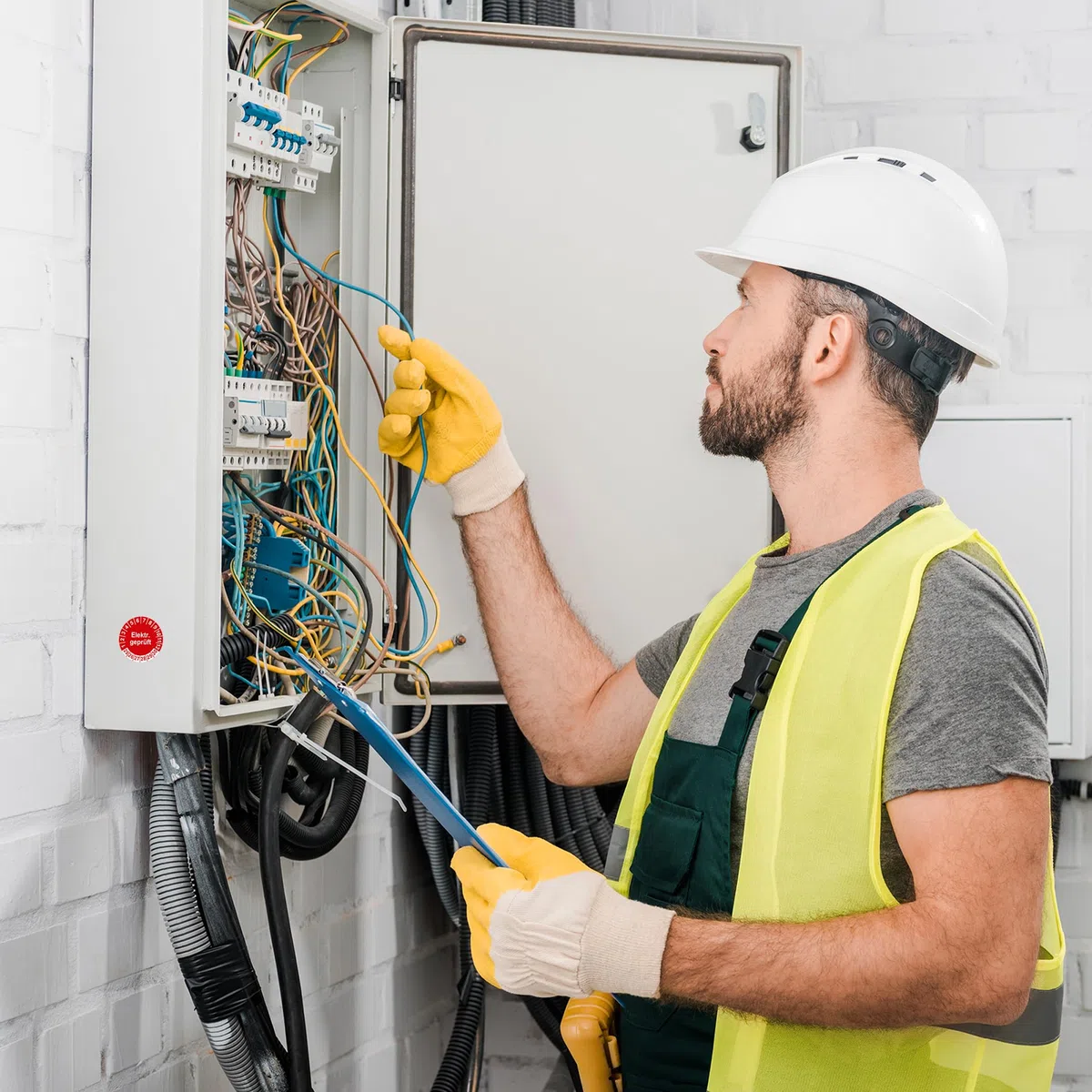 Prüfplaketten Elektr. geprüft 2025-2030 Prüfetiketten Elektrogeräte Prüfung Kontrolle für Betriebsmittel Geräte Maschinen Aufkleber selbstklebend wasserfest LTD001 (100, Rot, ⌀30mm)