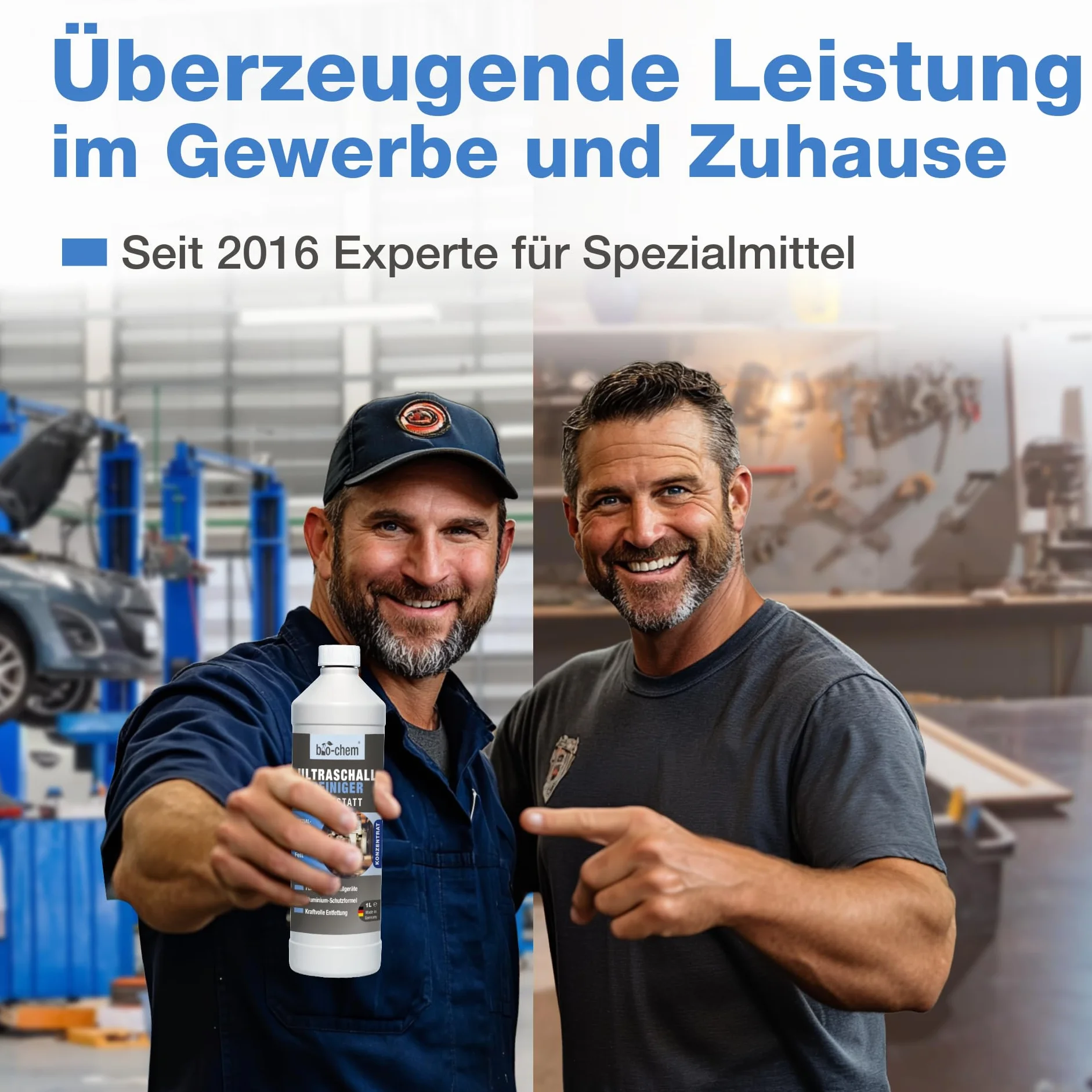 bio-chem Ultraschallreiniger Werkstatt Konzentrat 1L | Für Ultraschallbäder | geeignet für Vergaser, Metall & Aluminium bei Öl, Fett, Ruß & Abrieb