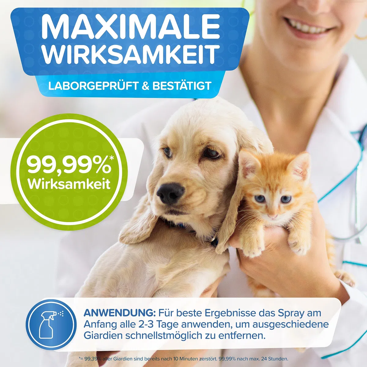 Patronus Giardien-Spray speziell für Hund & Katze 500ml - Hygiene-Spray für Haustiere als Desinfektionsmittel für Oberflächen gegen Viren, Bakterien & Pilze - hochwirksam & hautschonend