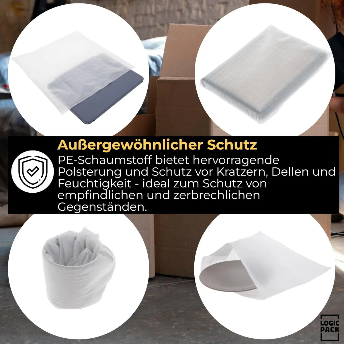 Verpackungsmaterial 100 Stk. Schaumfolie für Umzug Lagerung von Geschirr und Glas, leicht und halbtransparent Packpapier Umzugsmaterial 300 mm x 300 mm x 1 mm (Schaumstoffbeutel)