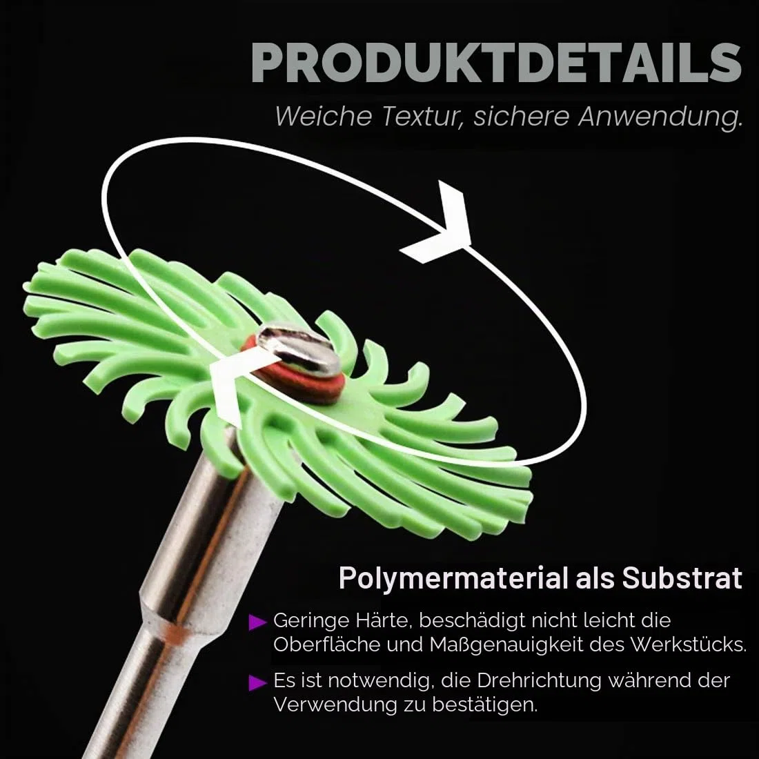 Swpeet 66 Stück 2,5 cm 6 gemischte Körnung 80/120/220/400/600/1000 Radialborsten Schleifbürste Lücke Polierpad Polierscheiben Sortiment Kit