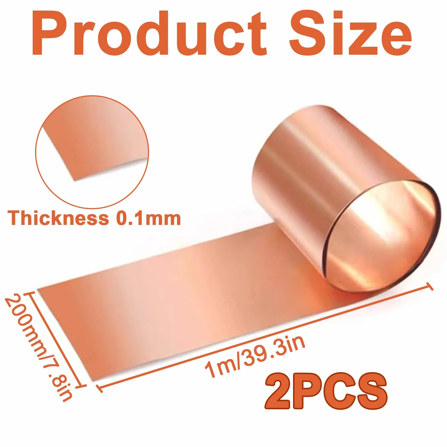 Kupferplatte Kupferblech 2Stk Kupferfolie 1000 x 200 x 0,1mm Kupferplatten Kupfer Blech Kupferband 99,9% Reines Kupferblech für Metallhandwerk, Schmuckherstellung, Leiterplattendruck und mehr