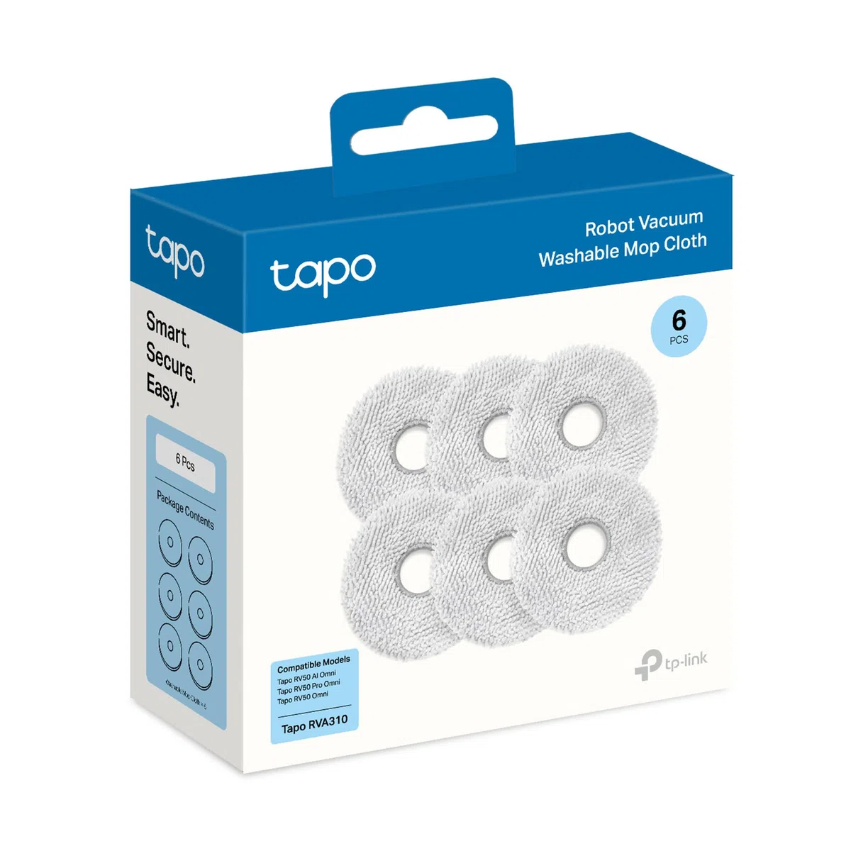 Offizielle Zubehör waschbares Wischpad (6er-Pack) für Tapo RV50 Pro Omni / RV50 Omni