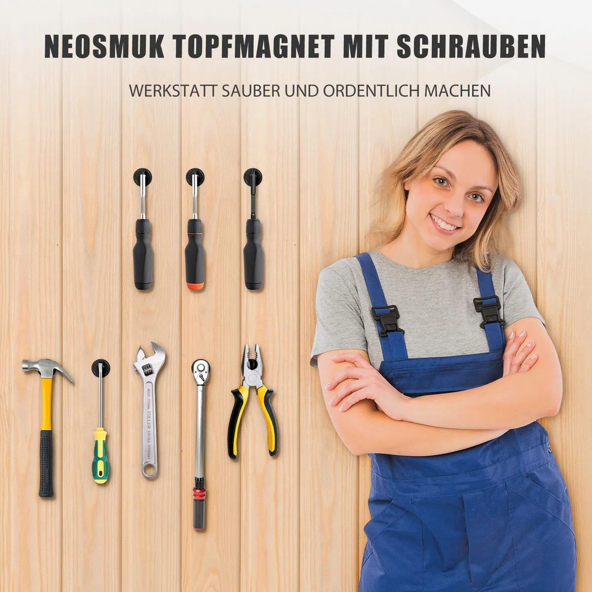 Neosmuk Neodym Magnete mit Loch, 50kg Extra Stark, Runde Magnete zum Anschrauben, Magnet mit Gewinde, Starke Magnete zum Schrauben(10er Set, Schwarz)