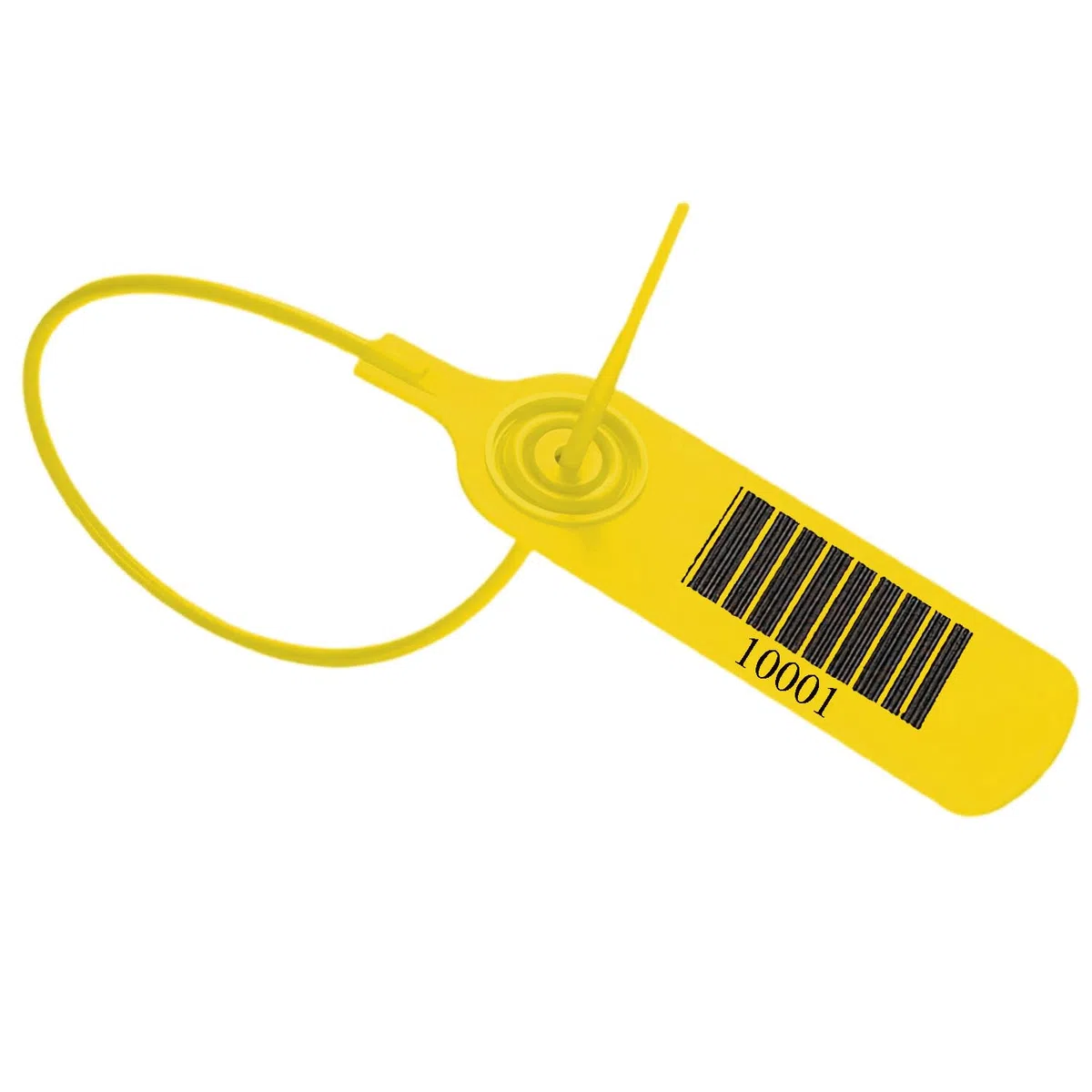 Plomben 100 Stück, Plomben Kunststoff, Durchziehplomben, Plombe, Blombe, Blombenset zum Verschließen von Erste-Hilfe Produkten, Barcode + verschiedene Nummern (Gelb)