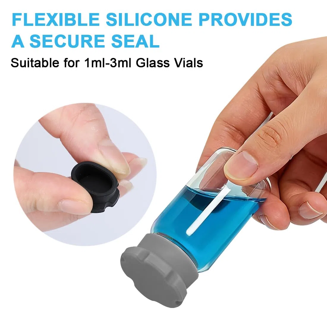 16 Stück 3ml Glasfläschchen Schutzkappen 3 Farben Silikon Fläschchenverschlüsse Peptid Aufbewahrung Auslaufsicher Staubdicht Wiederverwendbar