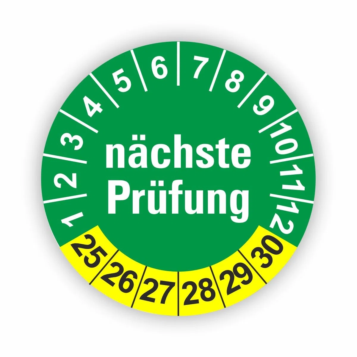 Hochwertige Prüfetiketten FD-6 NÄCHSTE WARTUNG Ø 30mm - Selbstklebende PVC-Folie - Wartungsetiketten für Prüfung - Prüfplakette für Prüfungsnachweis (90 Stück)