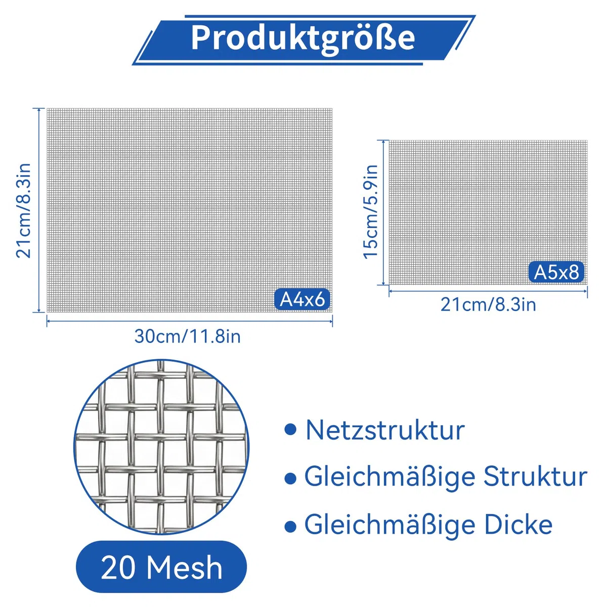 14 Stück Edelstahl Mäusegitter – A4 & A5 Drahtgeflecht, 20 Mesh 304 Edelstahl Insekten- & Nagerschutz Gitter für Lüftungsschlitze, Air Bricks & Fenster