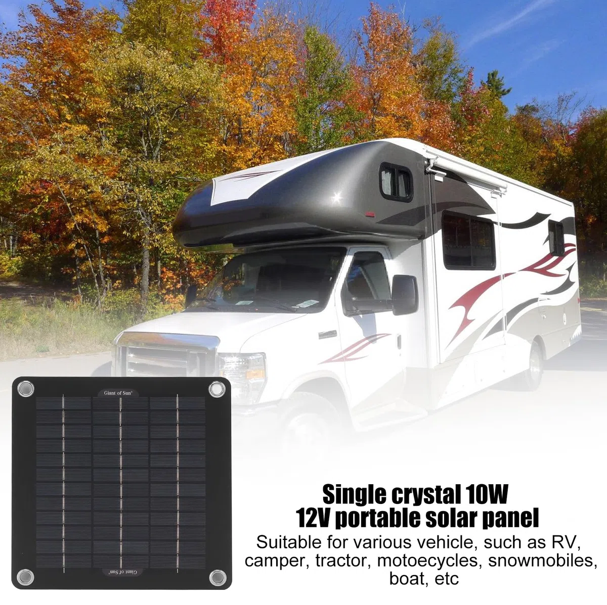 12V 10W Solar Ladegerät: Tragbares Solarpanel mit Batterieklemmen & Zigarettenanzünder Stecker, Solarmodul Erhaltungsladung, für Auto, Motorrad, Boot, Wohnmobil, LKW