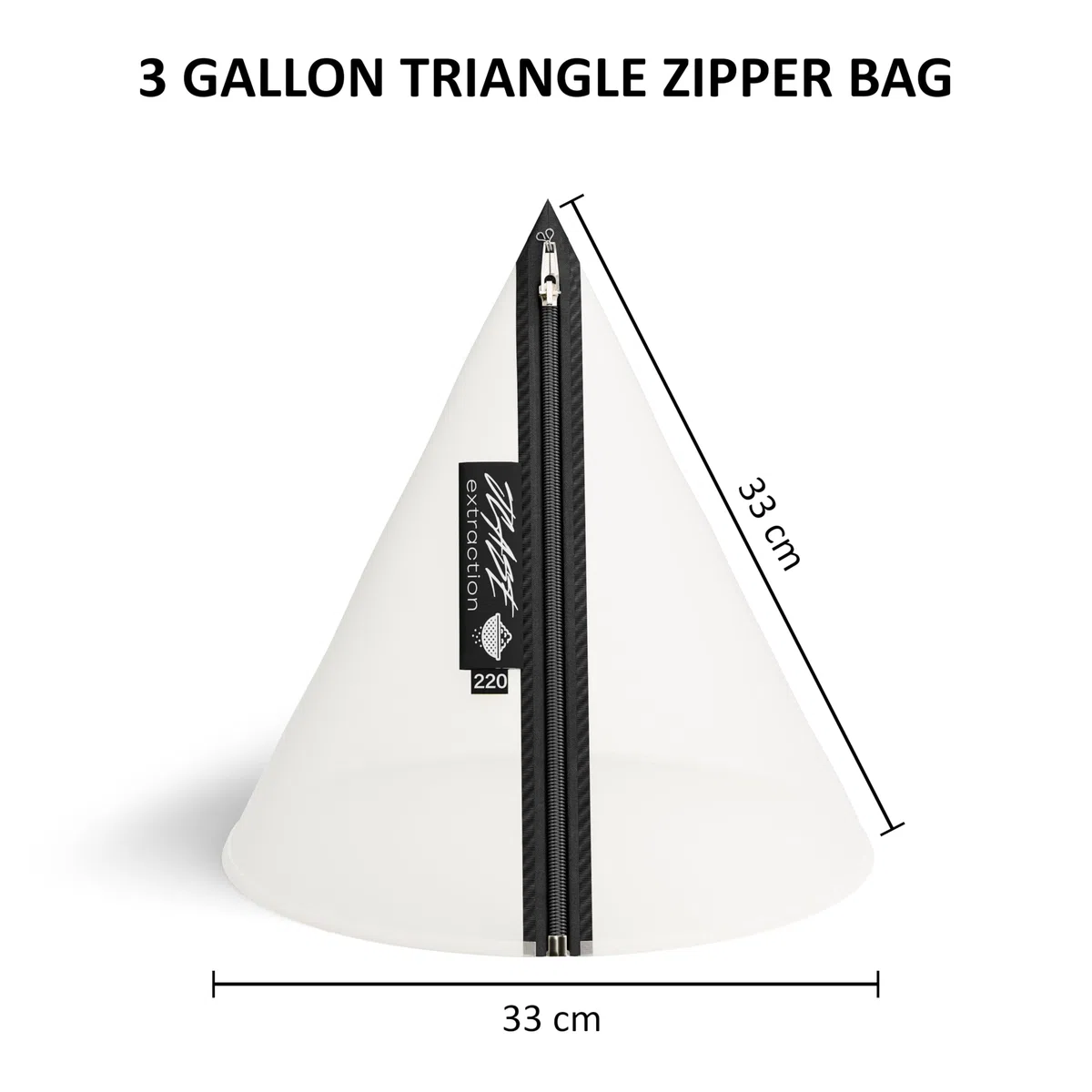 Triangle Bubble Bag – 11 Liter / 3 Gallonen 220 Mikron All-Mesh Reißverschluss Filterbeutel 30 x 30 cm für Bubble Maschine – Perfekt für Kräuterextraktion | ätherische Öle | Kaffee & Bierbrauen