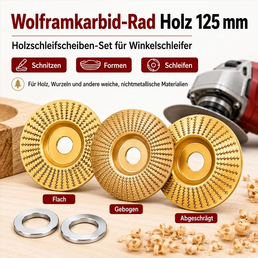 Wolframkarbid-Rad Holz 100 mm, Holzschleifscheibe FüR Winkelschleifer, Holzschnitzscheibe Langlebige für Holzbearbeitungswerkzeuge Professionelle Handwerkskunst (gekrümmter Typ)