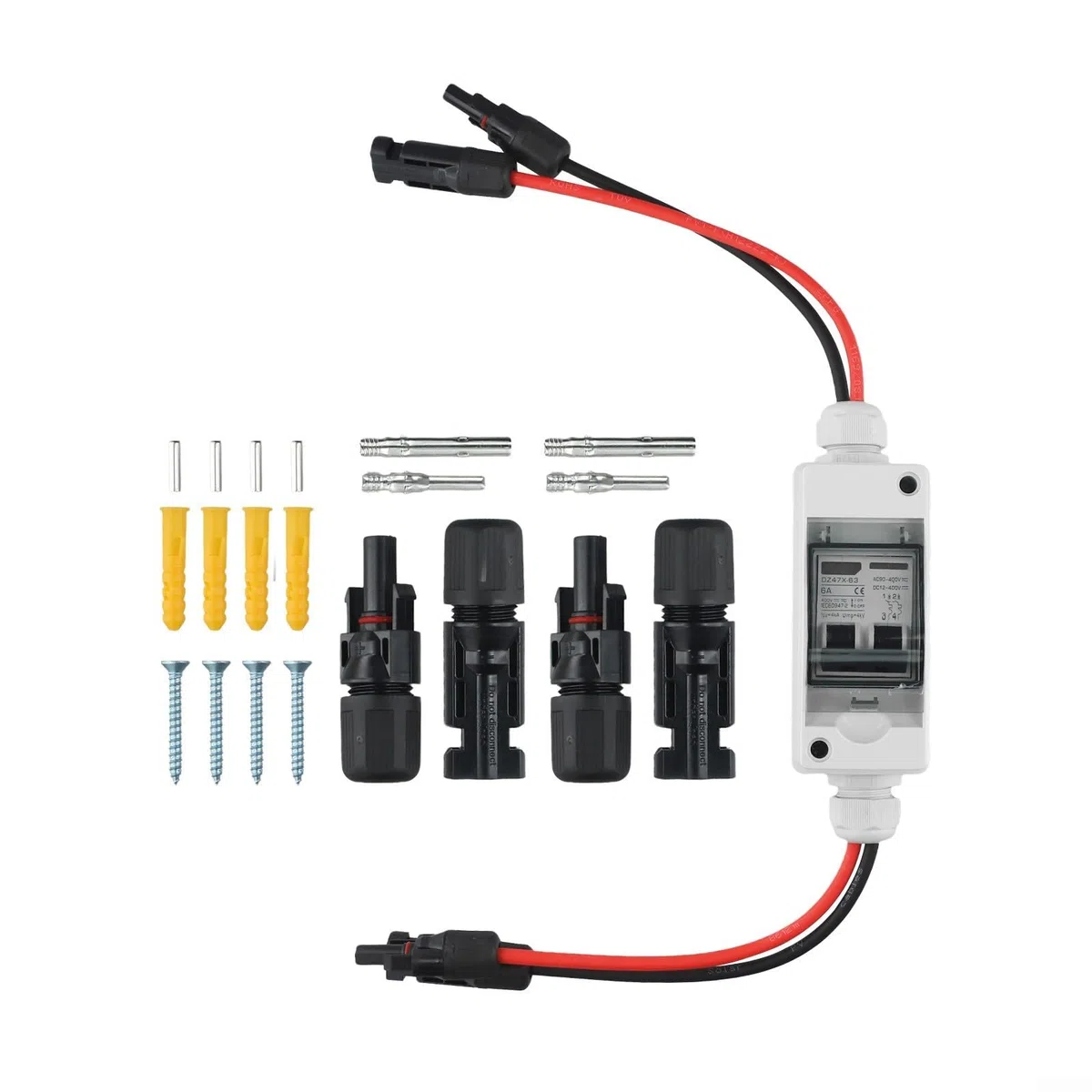 PV-Trennschalter, 30 A, DC/AC, IP65, wasserdicht, Trennschutzschalter für Solarzellen, Photovoltaikanlagen, Wohnmobil, Elektrofahrzeuge und USV-Batterieschutz, IEC60898 Standard 2-polig (6 A)