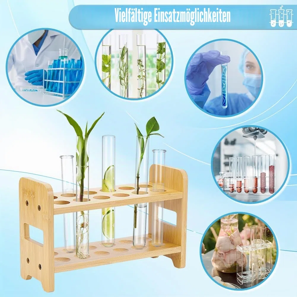 peacoblue Holz Reagenzglasständer Multifunktions Holz-Reagenzglas & Shotglas-halter für Zuhause, 12-Röhrchen-Kapazität, nur Gestell, keine Gläser enthalten für Zuhause Basteln Topfpflanzen