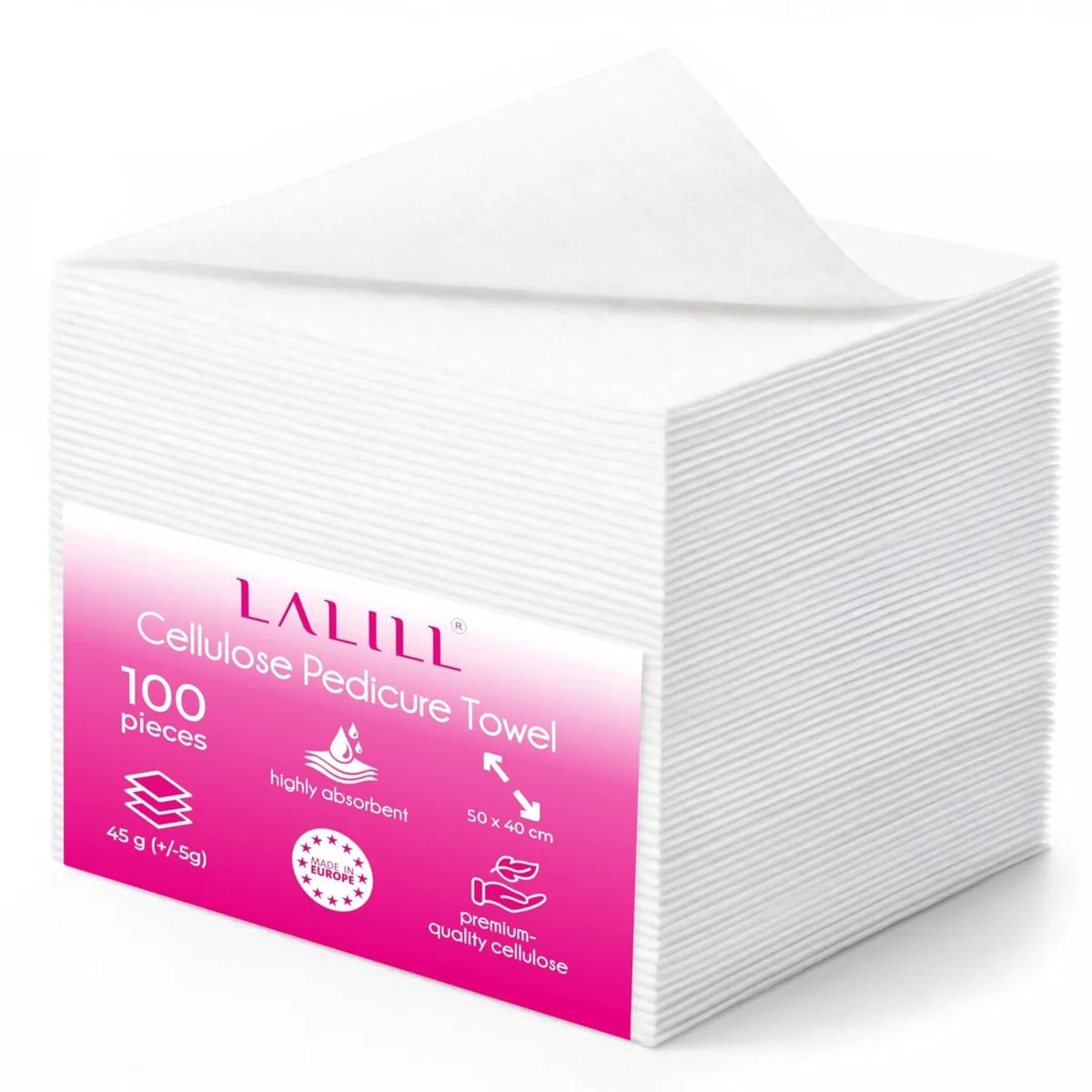 LALILL Einweghandtücher für Pediküre 100 Stück - Handtücher Set Weiß aus Zellulose für Pediküre-Behandlungen 50 x 40 cm