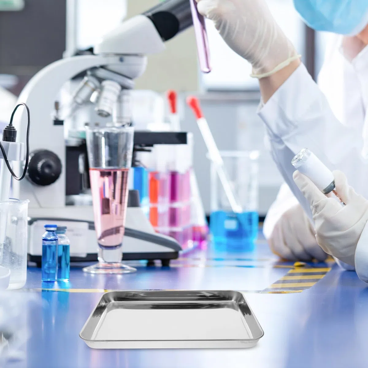 ULTECHNOVO Medizinisches Tablett Aus Edelstahl 12.5 Zoll Flachboden Instrumententablett Für Klinik Und Labor Leicht Zu Reinigen Und Vielseitig Einsetzbar