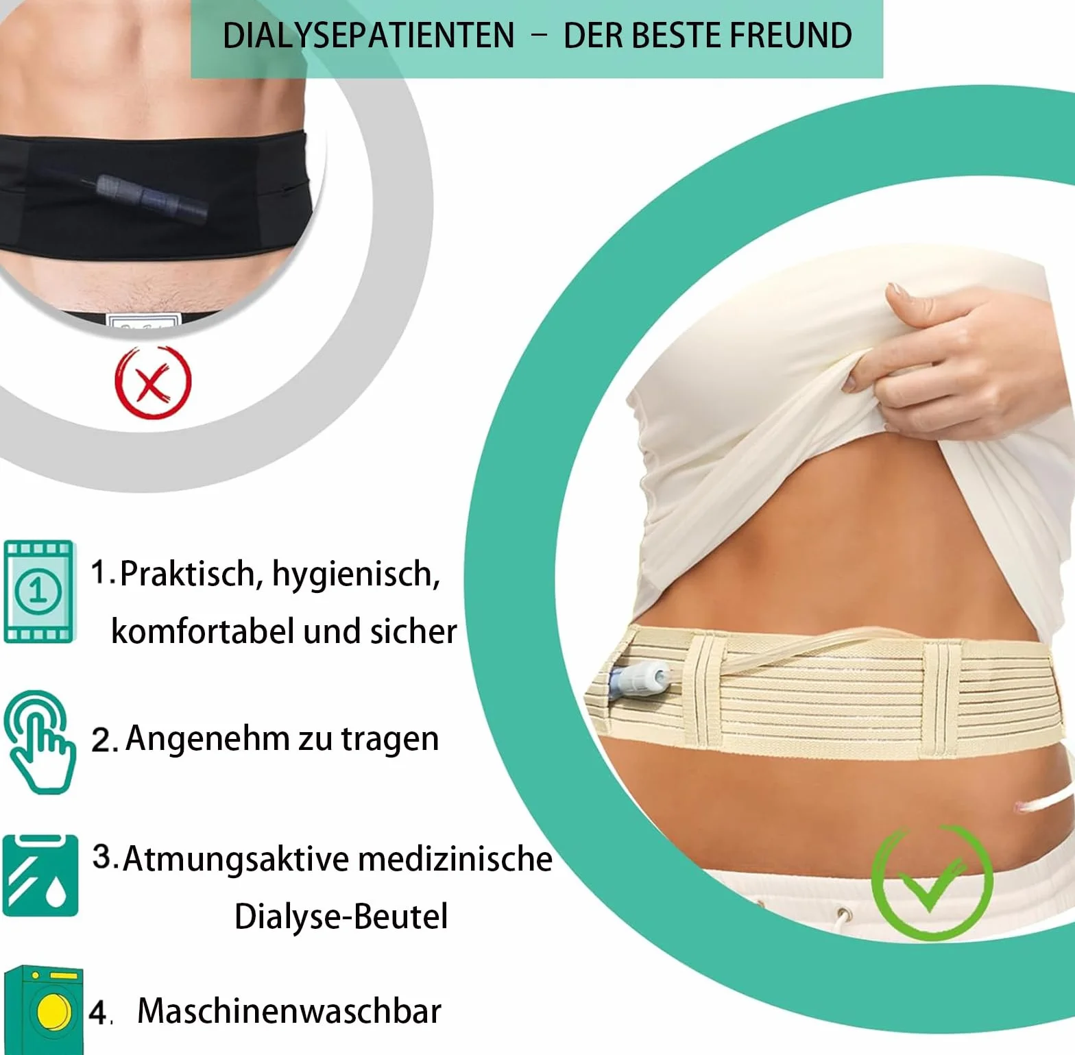 Peritonealdialyse Katheter gürtel für Männer und Frauen, Bauchdialyse Gürtel, verstellbarer atmungsaktiver Katheterschutzgürtel, Bauchdialysegürtel für PD, G, PEG, J-Schlauch fixiert