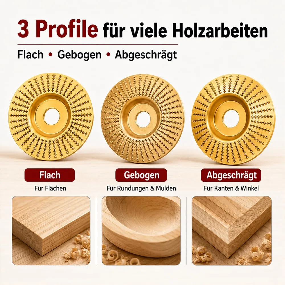 Wolframkarbid-Rad Holz 100 mm, Holzschleifscheibe FüR Winkelschleifer, Holzschnitzscheibe Langlebige für Holzbearbeitungswerkzeuge Professionelle Handwerkskunst (gekrümmter Typ)