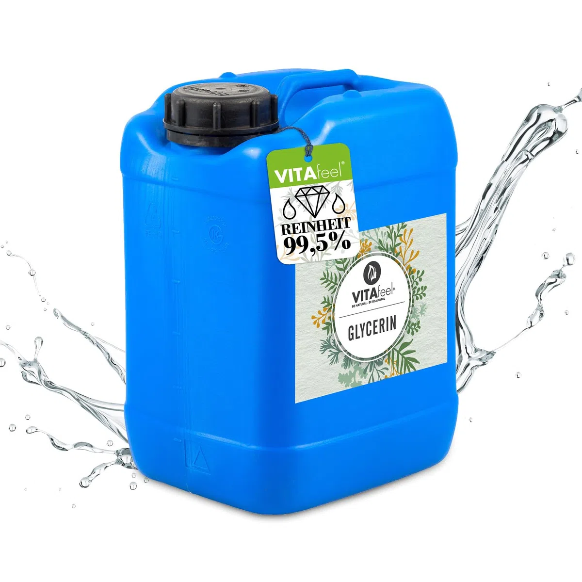 GreatVita Glycerin 99,5% | Perfekt für DIY Desinfektion | rein pflanzlich & vegan - Kosmetik & Hautpflege | Farb- & geruchlos, niedrige Viskosität, vielseitig einsetzbar (5000 ml (1er Pack))