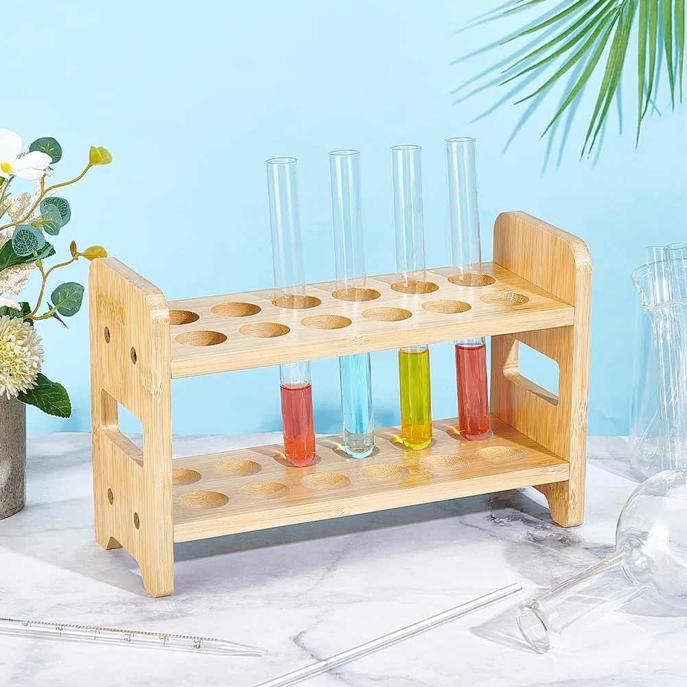 peacoblue Holz Reagenzglasständer Multifunktions Holz-Reagenzglas & Shotglas-halter für Zuhause, 12-Röhrchen-Kapazität, nur Gestell, keine Gläser enthalten für Zuhause Basteln Topfpflanzen