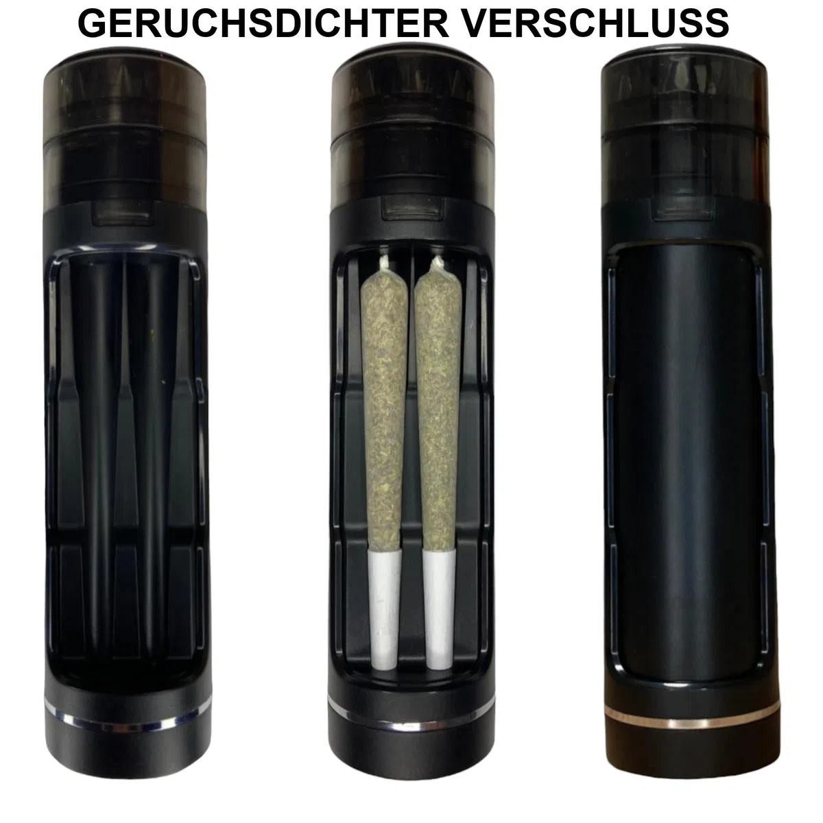 My Line Grinder mit geruchsneutraler Joint Aufbewahrung - Crusher für Kräuter,Tabak,Gewürz - Kräutermühle mit Joint Befüllung - Joint Zubehör- inklusive Reinigungsset (Schwarz)