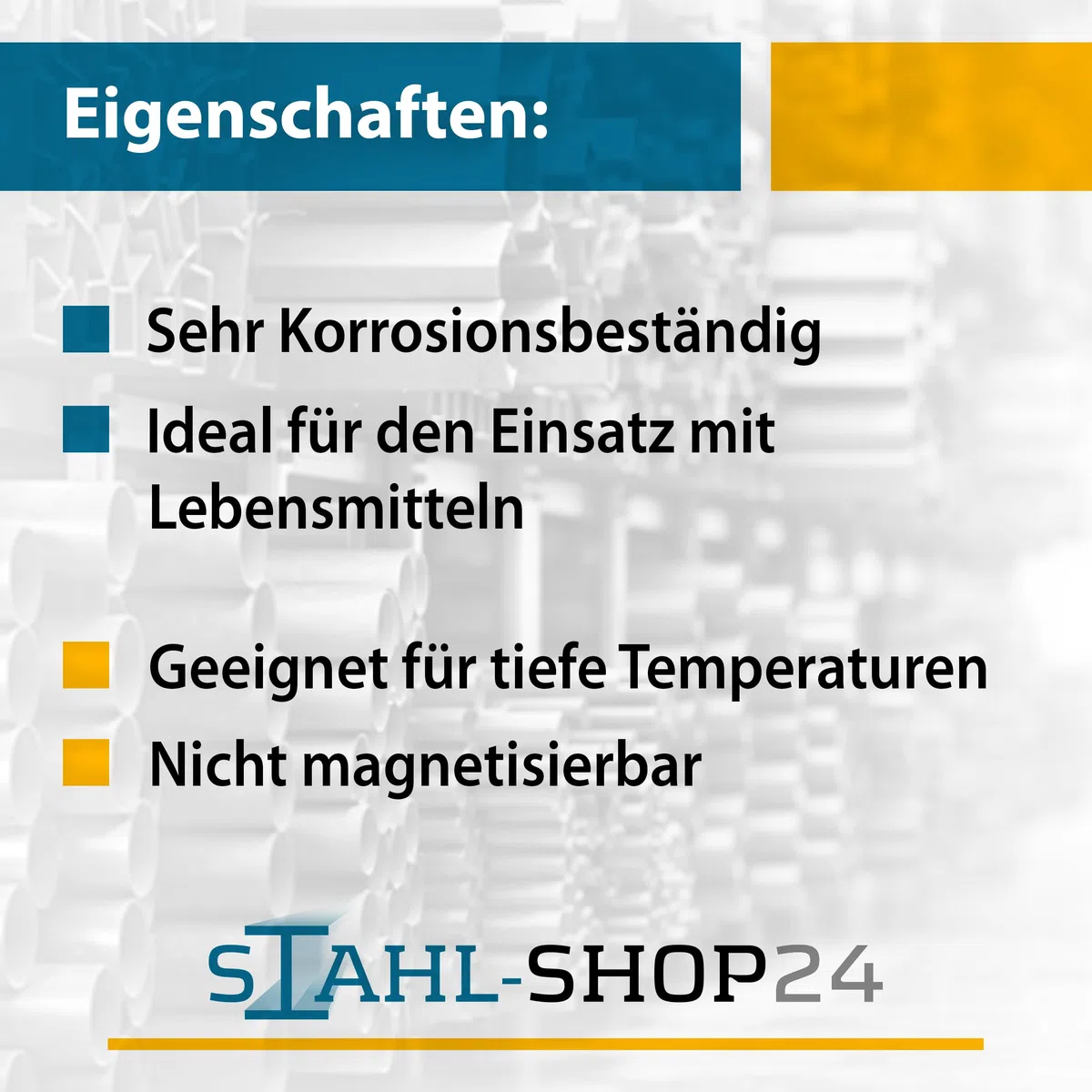 Stahl-Shop24 - Edelstahl Quadratrohr V2A Hohlprofil geschweißt Geschliffen Konstruktionsrohr Vierkantrohr für Konstruktionen Werkstoff 1.4301, Länge: 1000 mm, Abmessung: 25 x 25 x 2 mm