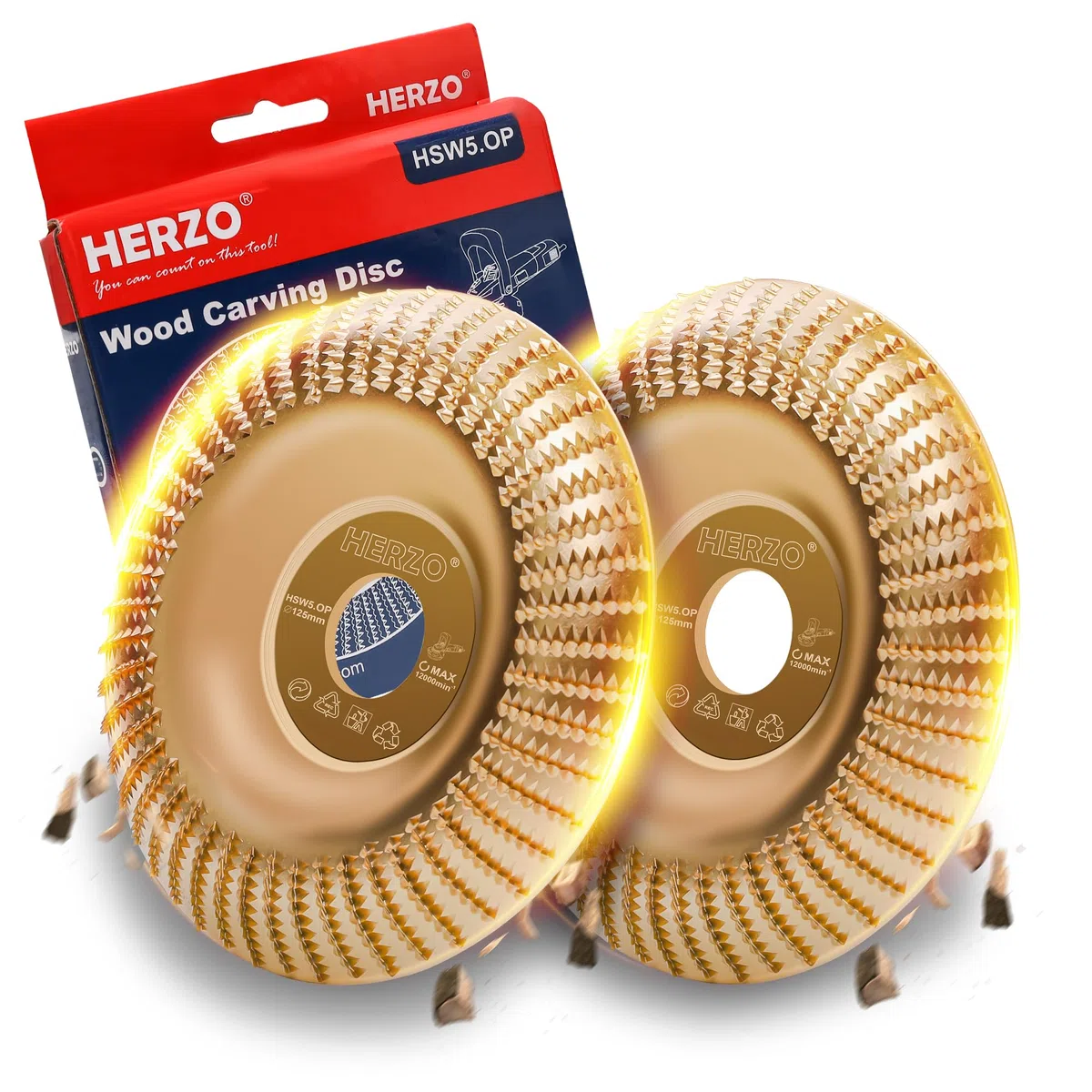 HERZO Holz Schleifscheibe für winkelschleifer 125mm Set Holzschnitzscheibe 2 Stück