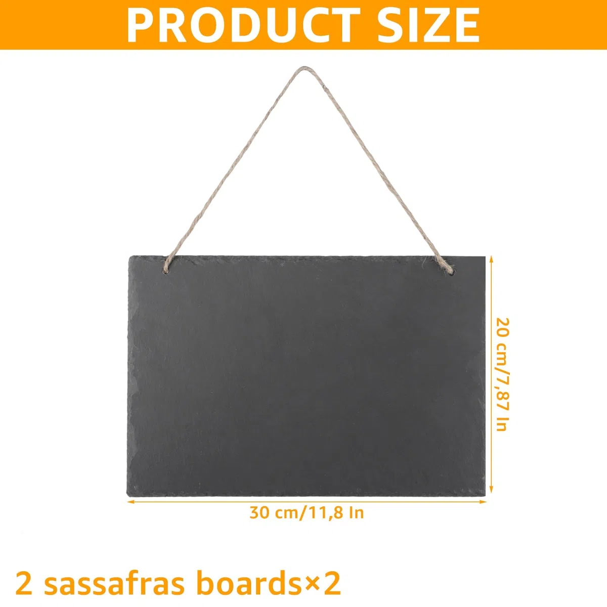 2 Stück Kleine Schiefertafel zum Beschriften & Aufhängen, 30x20CM Wetterbeständige Memoboard, Blackboard Küchentafel Wand Notiztafel mit chwamm