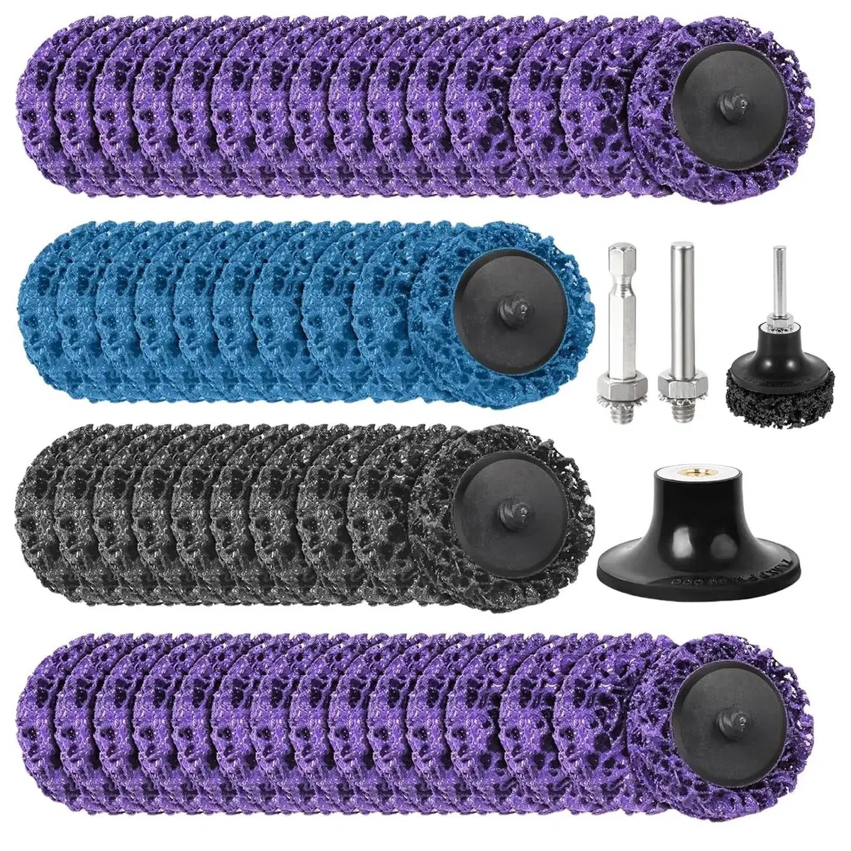 50 Stücke CSD Scheibe Schleifscheibe,Reinigungsscheibe Set 2 Zoll Grobreinigungsscheibe Bohrmaschine mit zwei Zugstangen,für Winkelschleifer von Farbe, Rostschweißnähten, Oxidation Reinigen Entfernen