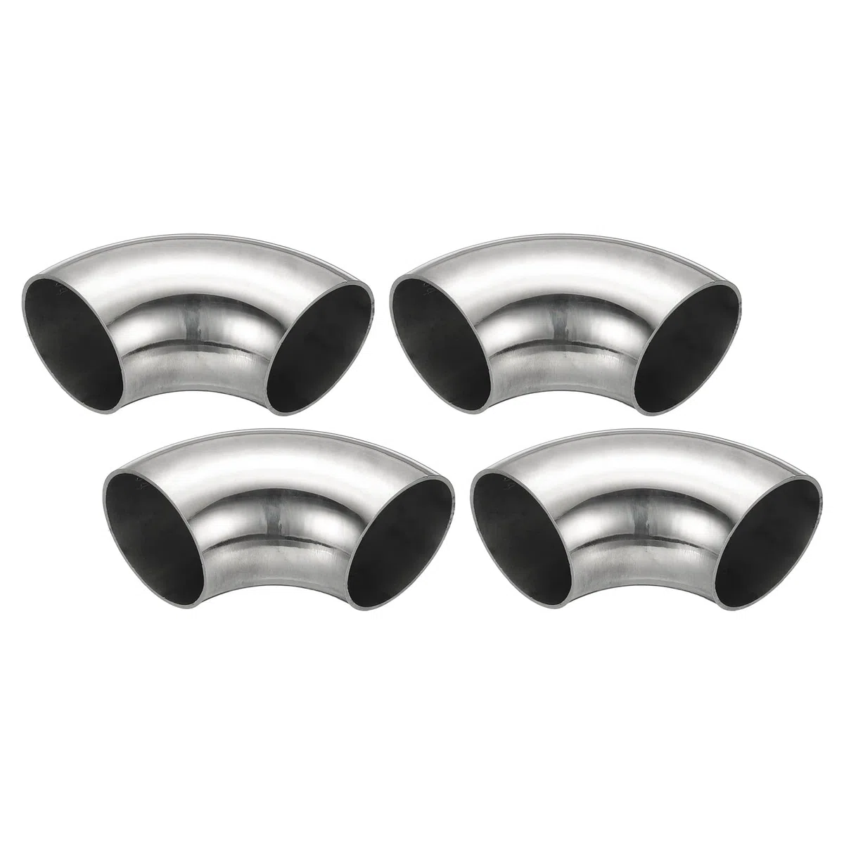 PATIKIL 4 Stück Edelstahl Rohrbogen 90 Grad Bogen, 42mm ID Stahl Auspuffbogen Auspuffrohrverbinder Edelstahlbogen 304 Edelstahl Rohr für Auspuffrohr Treppengeländer Auto HVAC