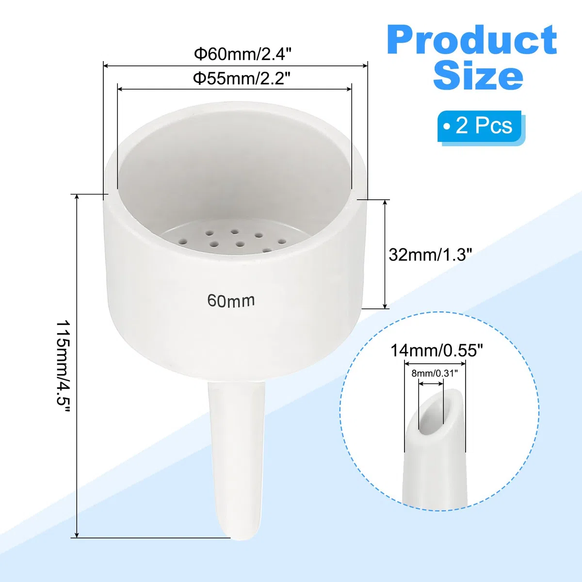 PATIKIL Porzellan Büchnertrichter 2 Stück Büchner Filter Separations Trichter Für Labor Experimente Weiß OD 60mm ID 55mm